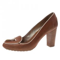 Pre Owned Tod's Brown Leather Pumps Size 40