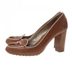 Pre Owned Tod's Brown Leather Pumps Size 40