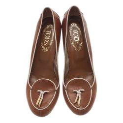 Pre Owned Tod's Brown Leather Pumps Size 40