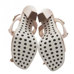 Pre Owned Tod's Cream Fringe Leather Sandals Size 40