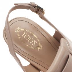 Pre Owned Tod's Cream Fringe Leather Sandals Size 40