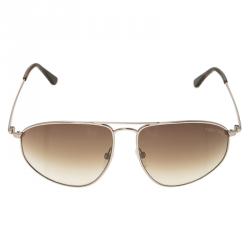 Pre Owned Tom Ford Silver Nicholai Aviator Sunglasses