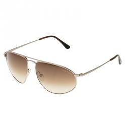 Pre Owned Tom Ford Silver Nicholai Aviator Sunglasses