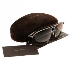 Pre Owned Tom Ford Silver Nicholai Aviator Sunglasses