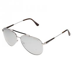 Pre Owned Tom Ford Silver and Tortoise Rick Aviator Sunglasses