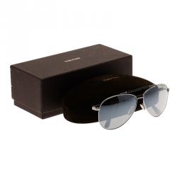Pre Owned Tom Ford Silver and Tortoise Rick Aviator Sunglasses