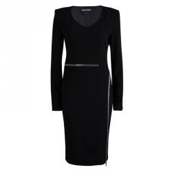 Pre Owned Tom Ford Black Zip Detail Long Sleeve Dress S