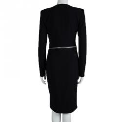 Pre Owned Tom Ford Black Zip Detail Long Sleeve Dress S