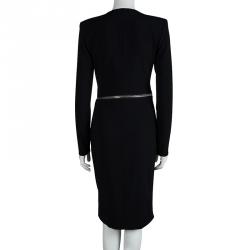 Pre Owned Tom Ford Black Zip Detail Long Sleeve Dress M