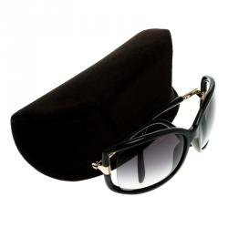 Pre Owned Tom Ford Black TF 125 Anais Oversized Sunglasses