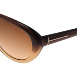 Pre Owned Tom Ford Brown Anabelle Cat Eye Sunglasses