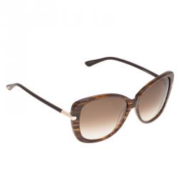 Pre Owned Tom Ford Brown Linda Cat Eye Sunglasses