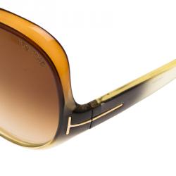 Pre Owned Tom Ford Brown Marcella TF80 Oversized Round Sunglasses