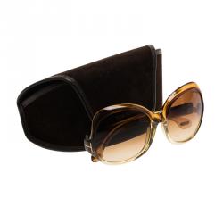 Pre Owned Tom Ford Brown Marcella TF80 Oversized Round Sunglasses
