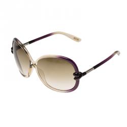 Pre Owned Tom Ford Sonja TF 185 Voilet Green Brown Oversized Sunglasses