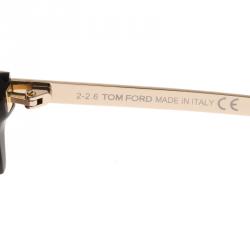 Pre Owned Tom Ford Dark Havana Rose Gold Tone Adrenne Semi Rimless Sunglasses