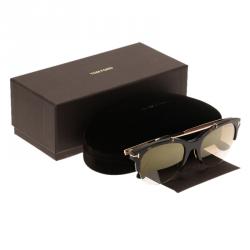 Pre Owned Tom Ford Dark Havana Rose Gold Tone Adrenne Semi Rimless Sunglasses