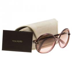 Pre Owned Tom Ford Lilac TF 167 Caithlyn Oversized Round Sunglasses