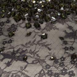 Tom Ford Grey Floral Lace Crystal Embellished Gown S
