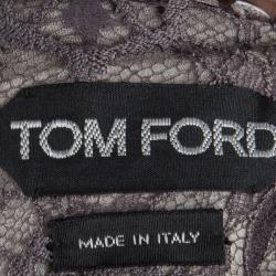 Tom Ford Grey Floral Lace Crystal Embellished Gown S