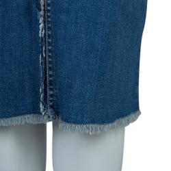 Tom Ford Patchwork Denim Fringed Edging Detail Pencil Skirt S