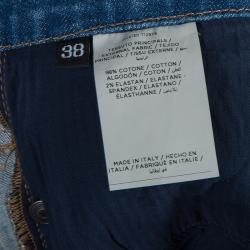 Tom Ford Patchwork Denim Fringed Edging Detail Pencil Skirt S