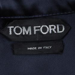 Tom Ford Navy Blue Satin Long Sleeve Button Down Shirt S