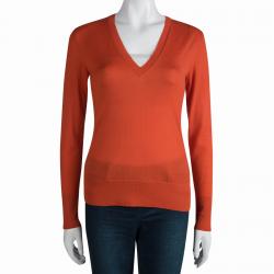 Pre Owned Tom Ford Red Cashmere V-Neck Sweater S