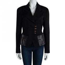 Pre Owned Tom Ford Black Leather Trim Jacket M