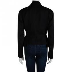 Pre Owned Tom Ford Black Leather Trim Jacket M