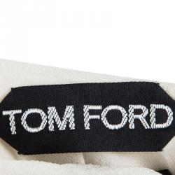 Pre Owned Tom Ford Cream Pleated Silk Neck Tie Detail Sleeveless Top S