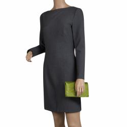 Pre Owned Tom Ford Green Satin Crystal Embellished Flat Clutch