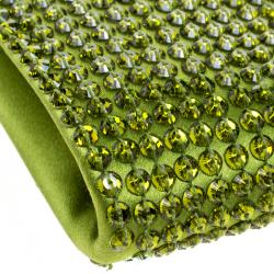 Pre Owned Tom Ford Green Satin Crystal Embellished Flat Clutch