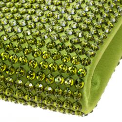 Pre Owned Tom Ford Green Satin Crystal Embellished Flat Clutch