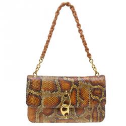 Tom Ford Orange Python Leather Carine Flap Bag