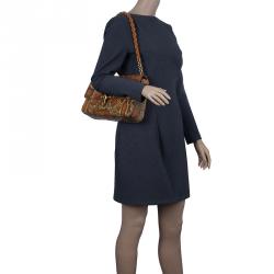 Tom Ford Orange Python Leather Carine Flap Bag