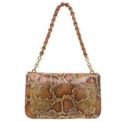 Tom Ford Orange Python Leather Carine Flap Bag