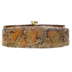 Tom Ford Orange Python Leather Carine Flap Bag