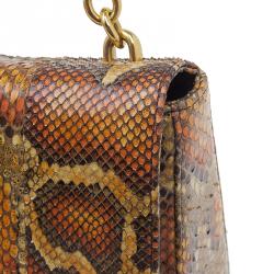 Tom Ford Orange Python Leather Carine Flap Bag