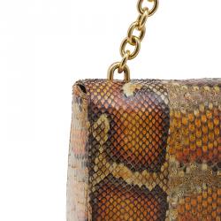 Tom Ford Orange Python Leather Carine Flap Bag