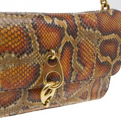 Tom Ford Orange Python Leather Carine Flap Bag