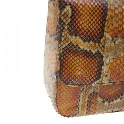Tom Ford Orange Python Leather Carine Flap Bag