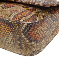 Tom Ford Orange Python Leather Carine Flap Bag