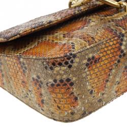 Tom Ford Orange Python Leather Carine Flap Bag