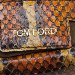 Tom Ford Orange Python Leather Carine Flap Bag