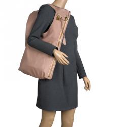 Pre Owned Tom Ford Blush Nude Leather Large Fold Over Alix Tote