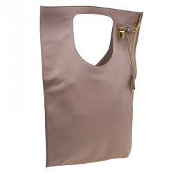 Pre Owned Tom Ford Blush Nude Leather Large Fold Over Alix Tote