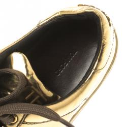 Tom Ford Gold Metallic Leather Low Top Sneaker Size 39