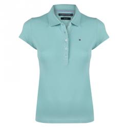 Pre Owned Tommy Hilfiger Turquoise Logo Polo Shirt M