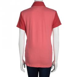 Pre Owned Tommy Hilfiger Pink Sequin Logo Detail Short Sleeve Polo T-Shirt L